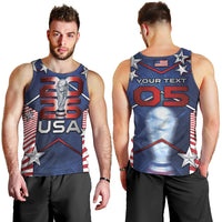 Custom United States Soccer Men Tank Top American Flag Stars Trophy