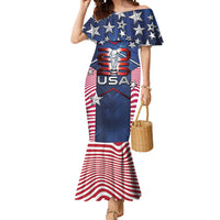 Custom United States Soccer Mermaid Dress American Flag Stars Trophy