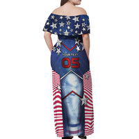 Custom United States Soccer Off Shoulder Maxi Dress American Flag Stars Trophy