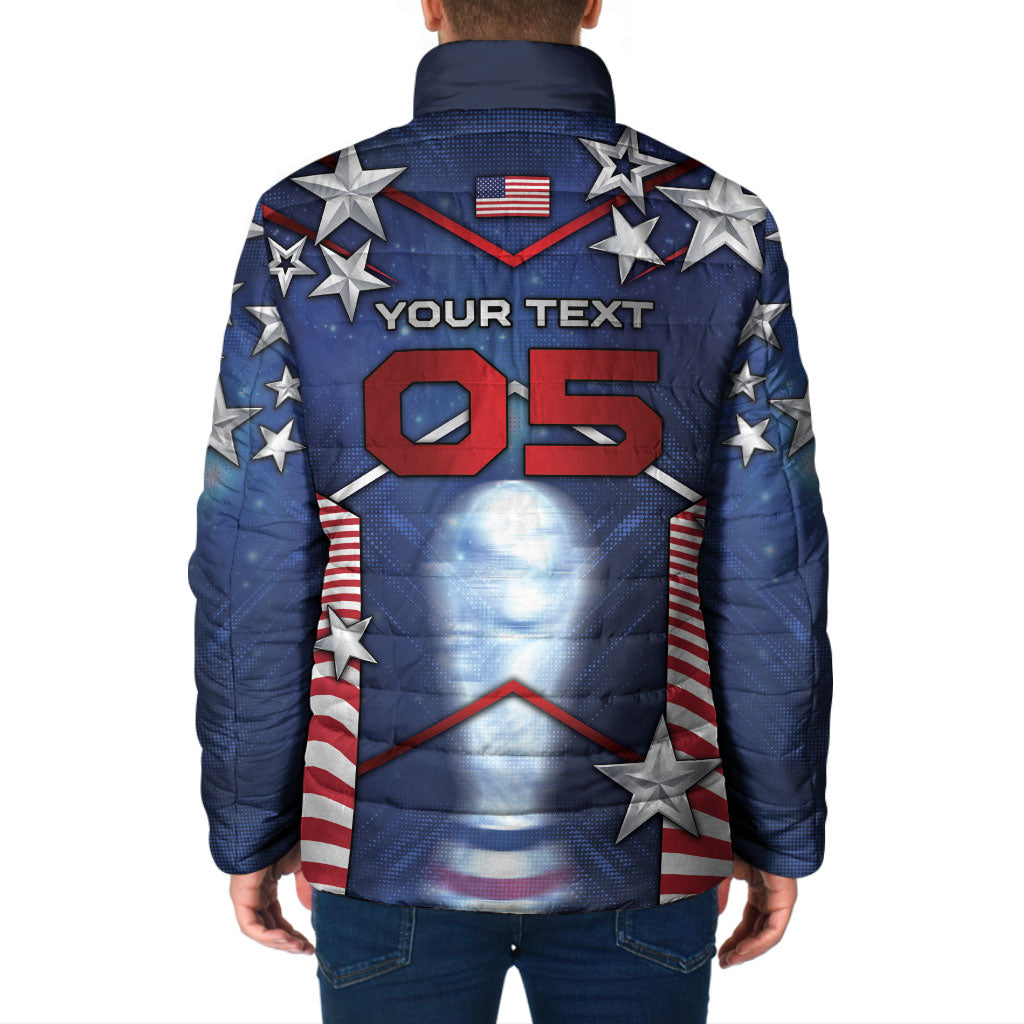 Custom United States Soccer Padded Jacket American Flag Stars Trophy