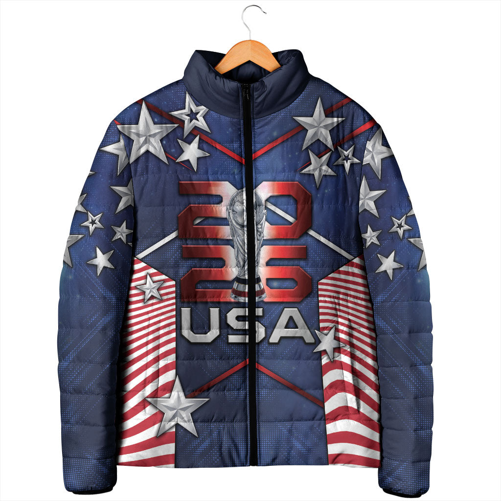 Custom United States Soccer Padded Jacket American Flag Stars Trophy
