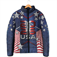 Custom United States Soccer Padded Jacket American Flag Stars Trophy