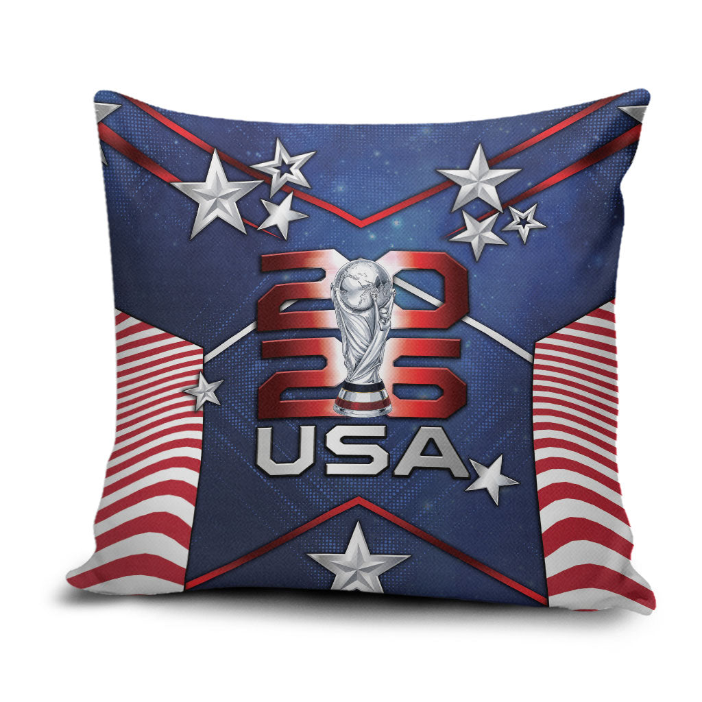 United States Soccer Pillow Cover American Flag Stars Trophy