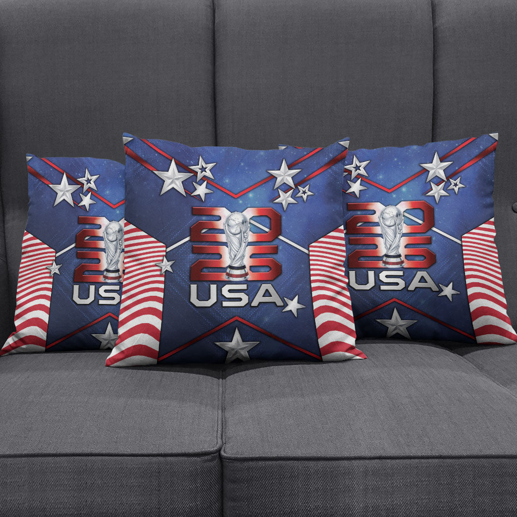 United States Soccer Pillow Cover American Flag Stars Trophy