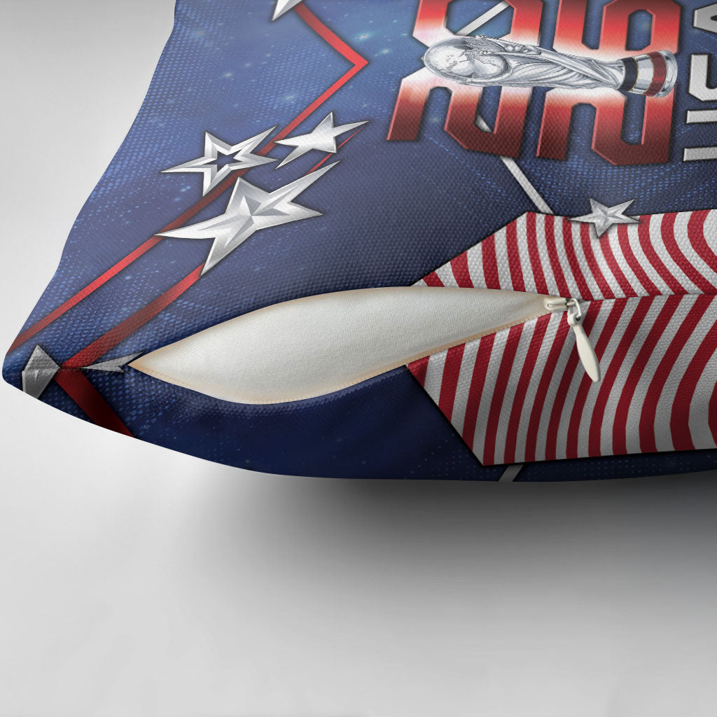 United States Soccer Pillow Cover American Flag Stars Trophy