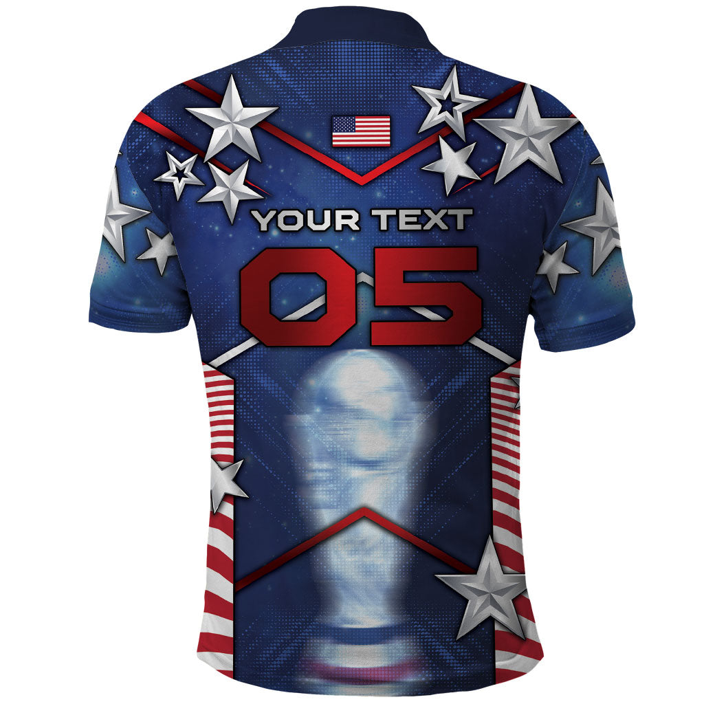 Custom United States Soccer Polo Shirt American Flag Stars Trophy