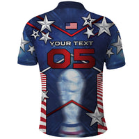 Custom United States Soccer Polo Shirt American Flag Stars Trophy