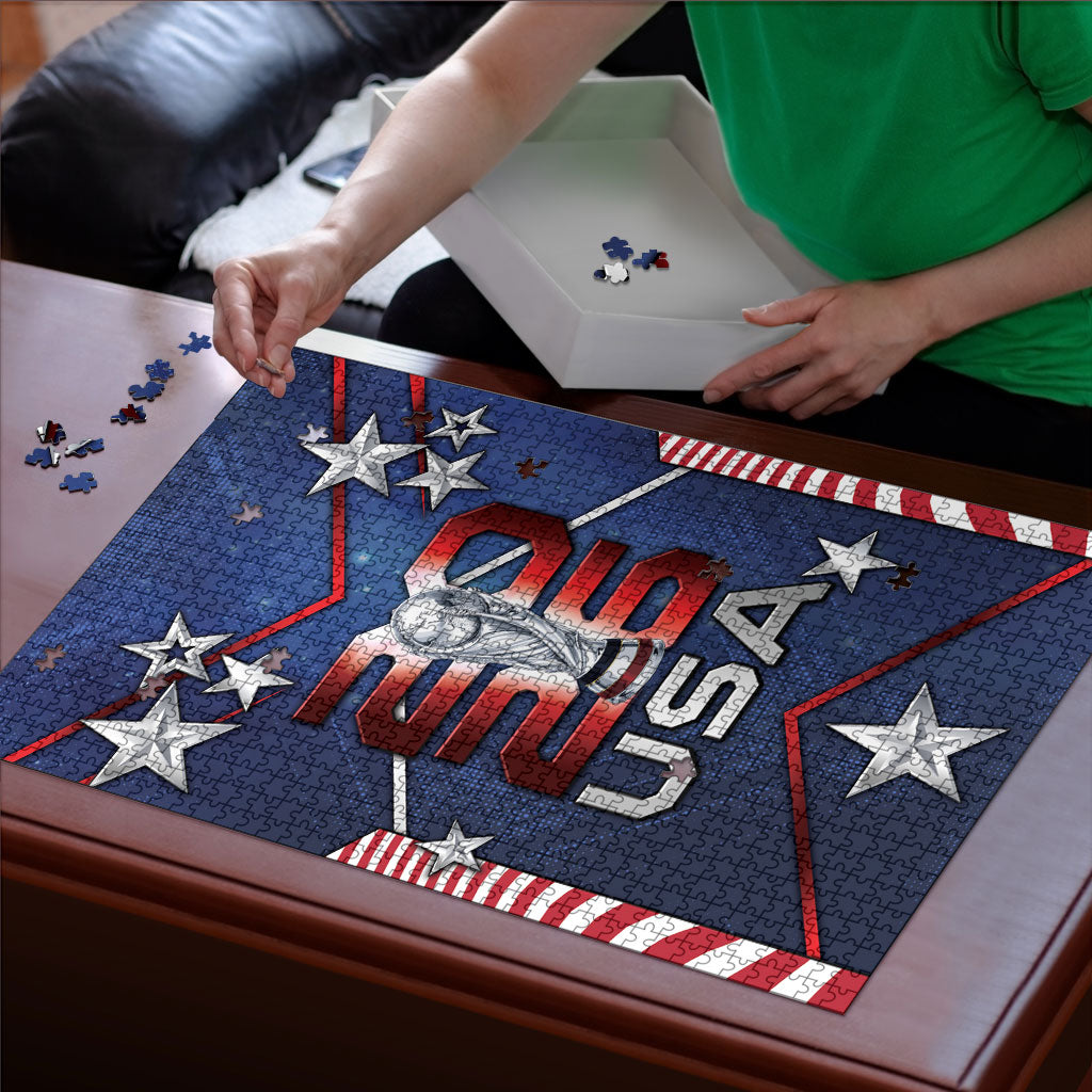 United States Soccer Puzzle American Flag Stars Trophy