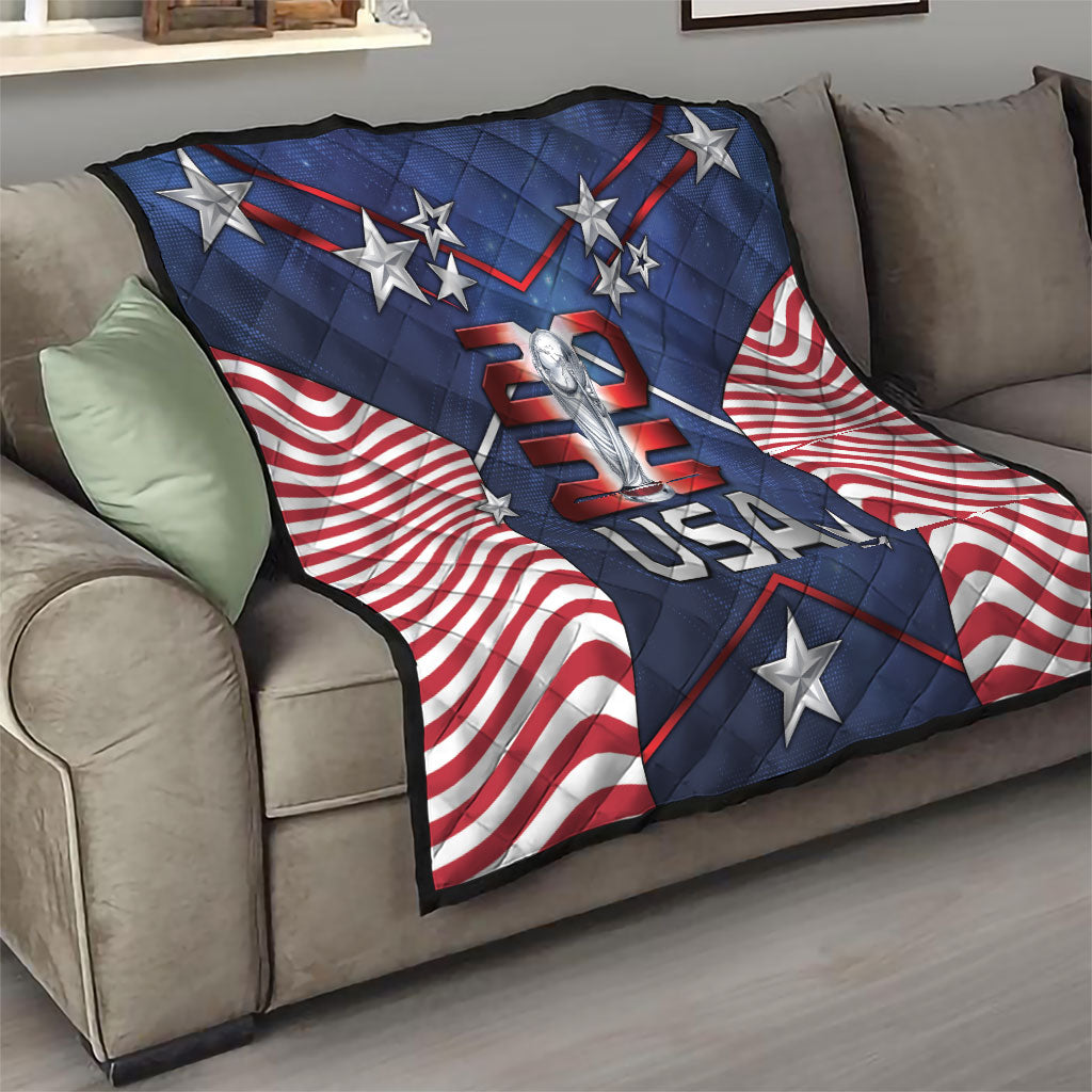 United States Soccer Quilt American Flag Stars Trophy
