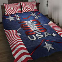 United States Soccer Quilt Bed Set American Flag Stars Trophy