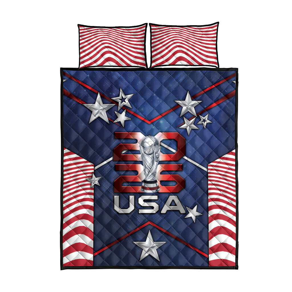United States Soccer Quilt Bed Set American Flag Stars Trophy