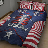 United States Soccer Quilt Bed Set American Flag Stars Trophy