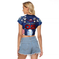Custom United States Soccer Raglan Cropped T Shirt American Flag Stars Trophy