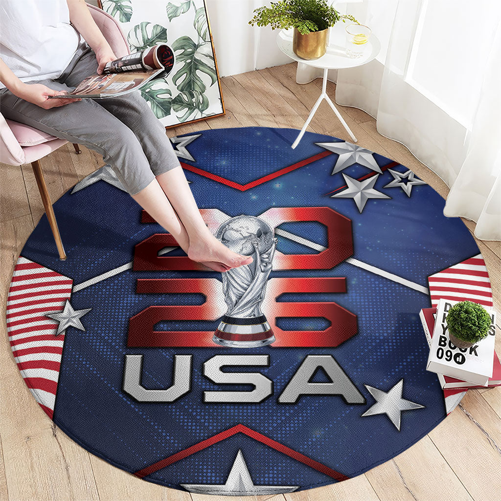 United States Soccer Round Carpet American Flag Stars Trophy