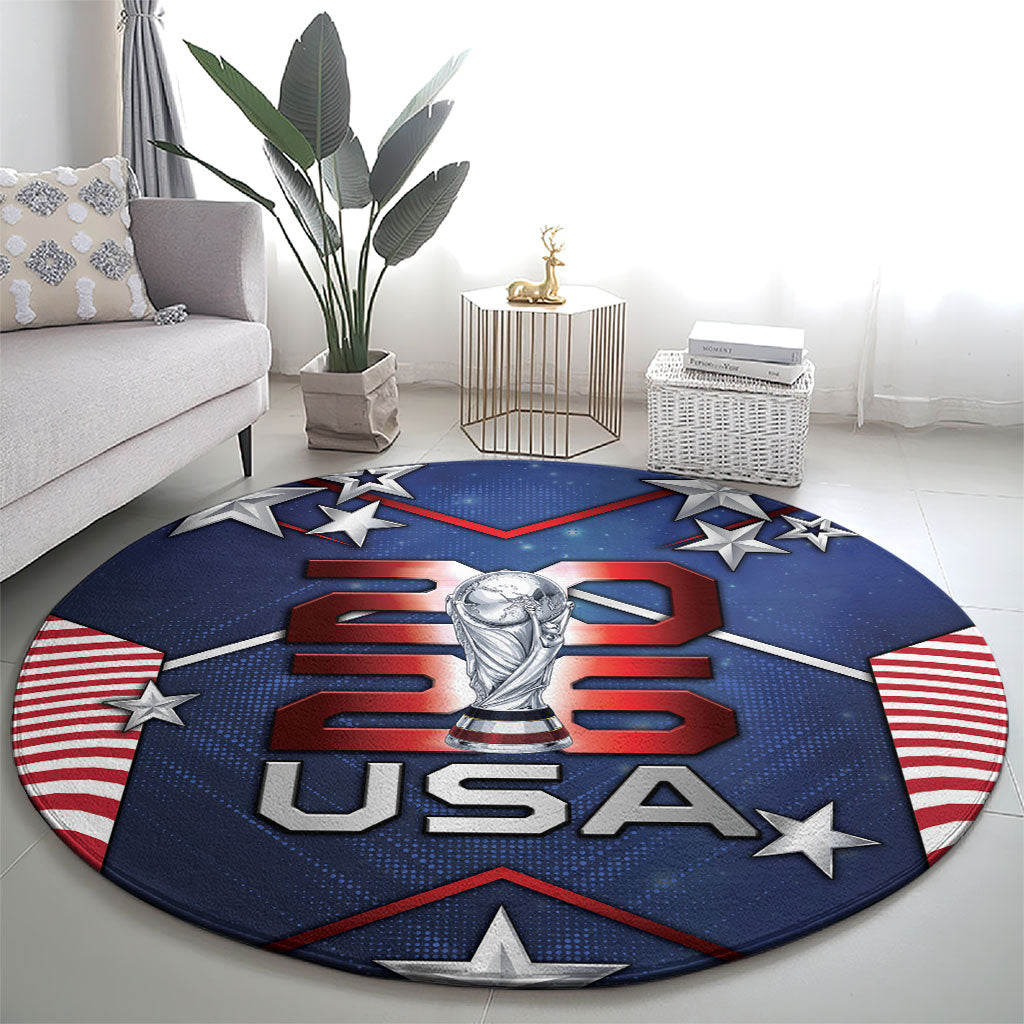 United States Soccer Round Carpet American Flag Stars Trophy