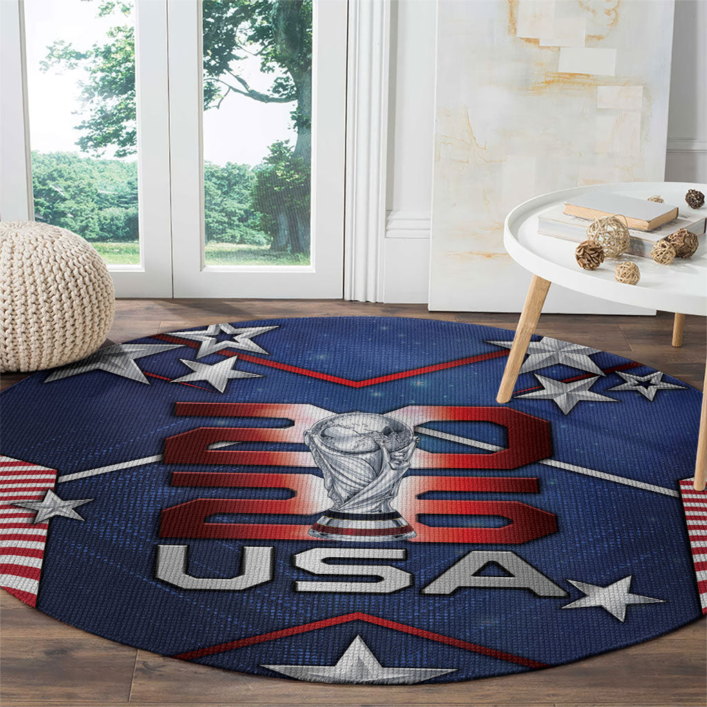 United States Soccer Round Carpet American Flag Stars Trophy