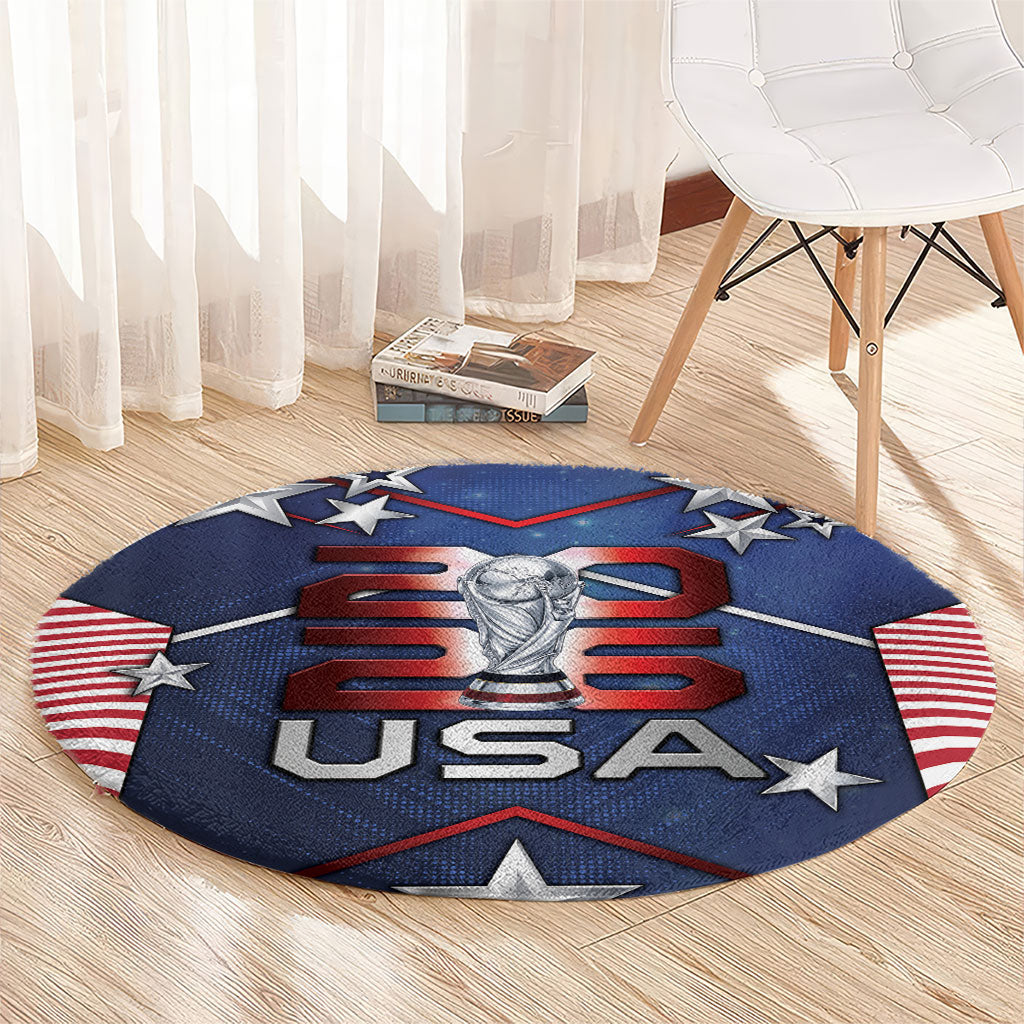 United States Soccer Round Carpet American Flag Stars Trophy