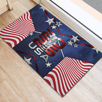 United States Soccer Rubber Doormat American Flag Stars Trophy
