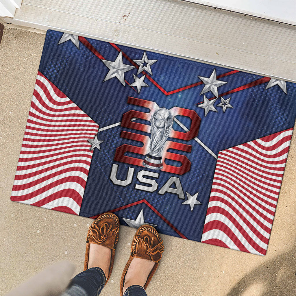 United States Soccer Rubber Doormat American Flag Stars Trophy