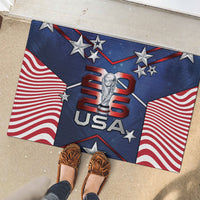 United States Soccer Rubber Doormat American Flag Stars Trophy