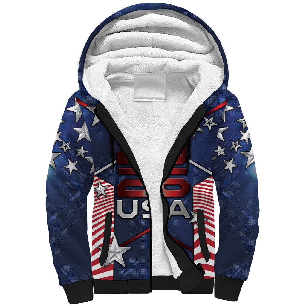 Custom United States Soccer Sherpa Hoodie American Flag Stars Trophy