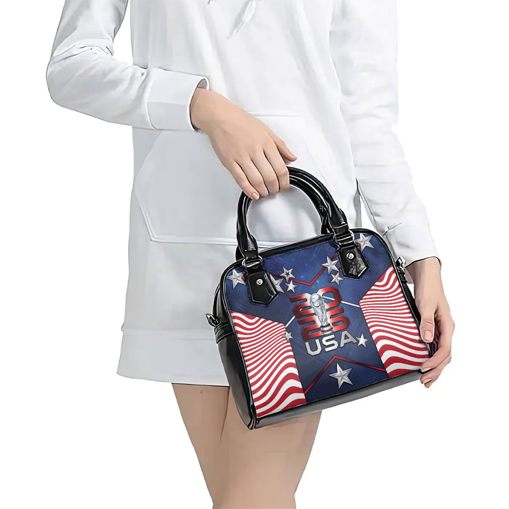 United States Soccer Shoulder Handbag American Flag Stars Trophy