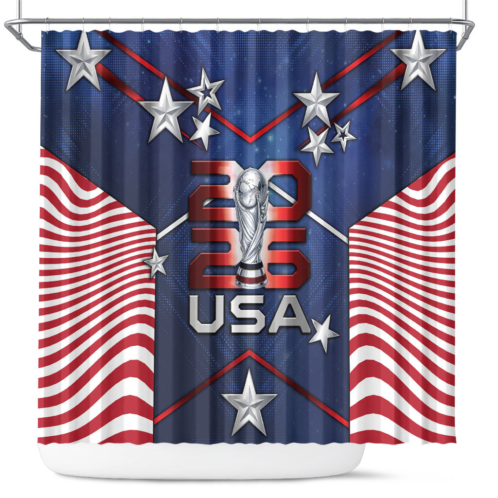 United States Soccer Shower Curtain American Flag Stars Trophy