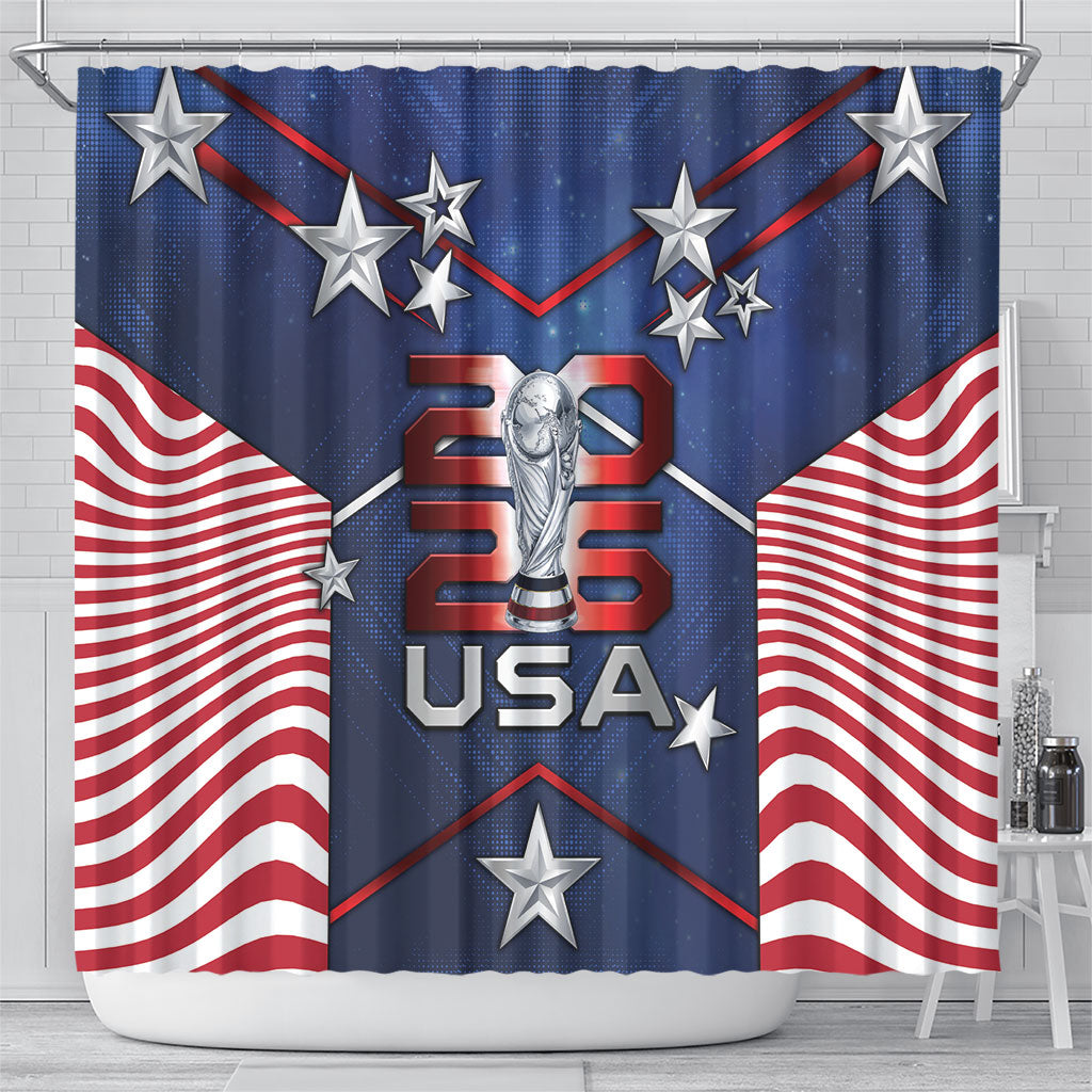 United States Soccer Shower Curtain American Flag Stars Trophy