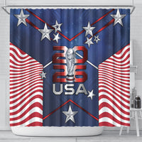 United States Soccer Shower Curtain American Flag Stars Trophy