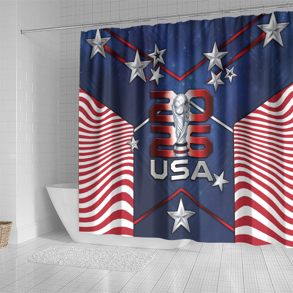 United States Soccer Shower Curtain American Flag Stars Trophy