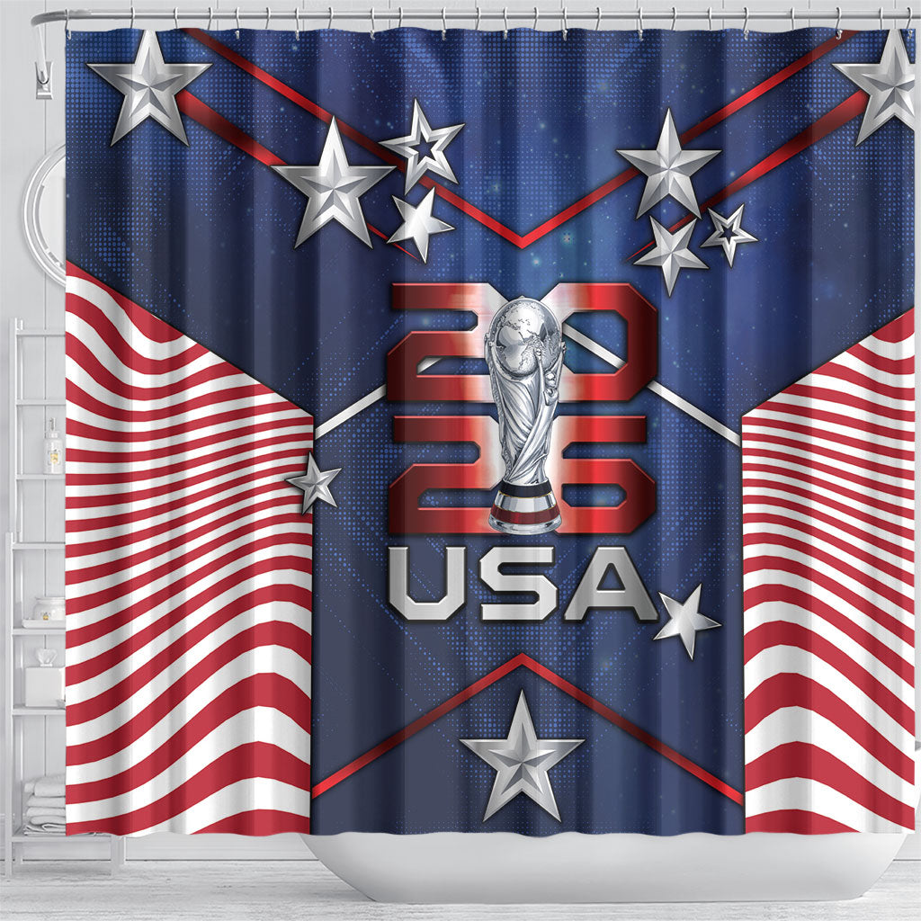 United States Soccer Shower Curtain American Flag Stars Trophy