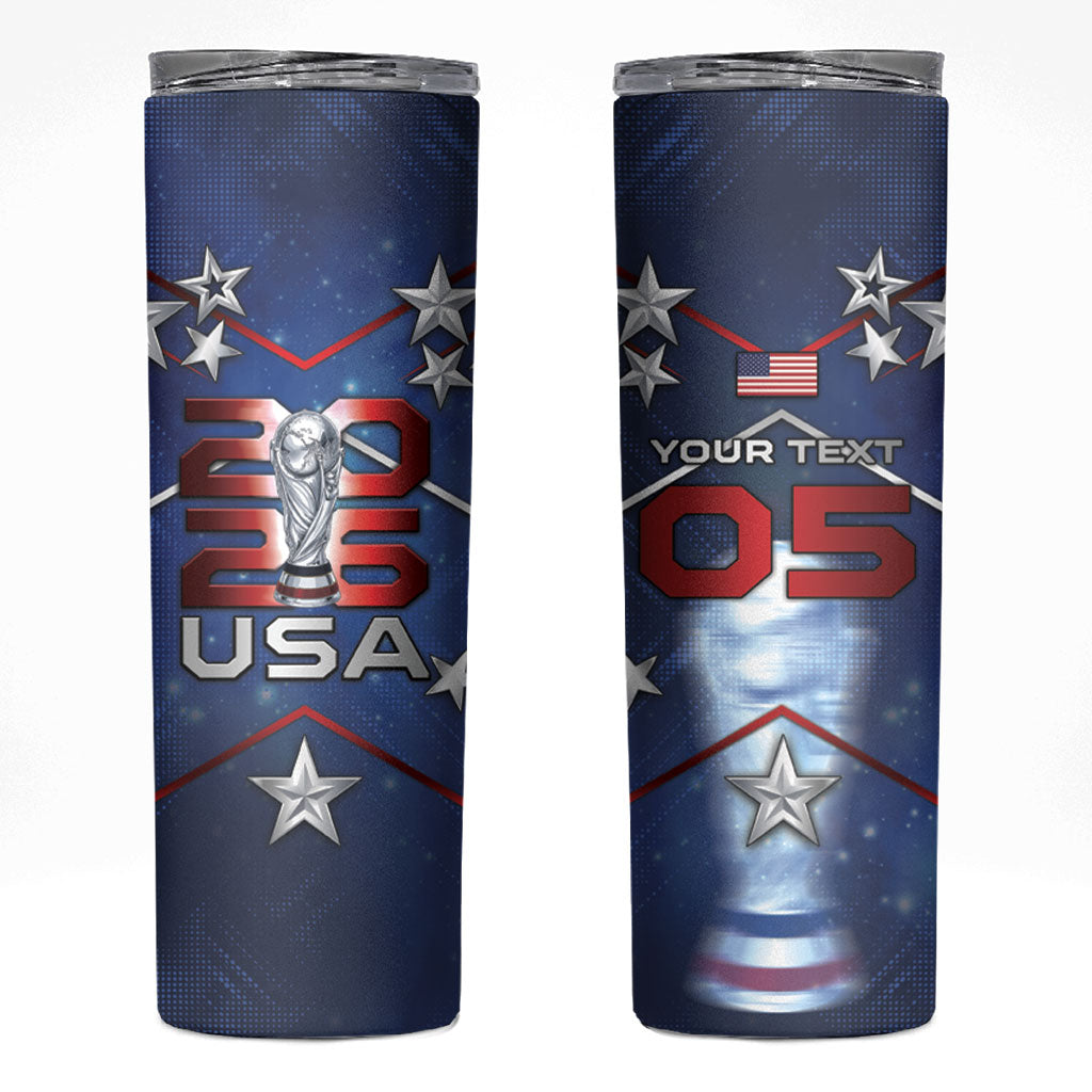 Custom United States Soccer Skinny Tumbler American Flag Stars Trophy