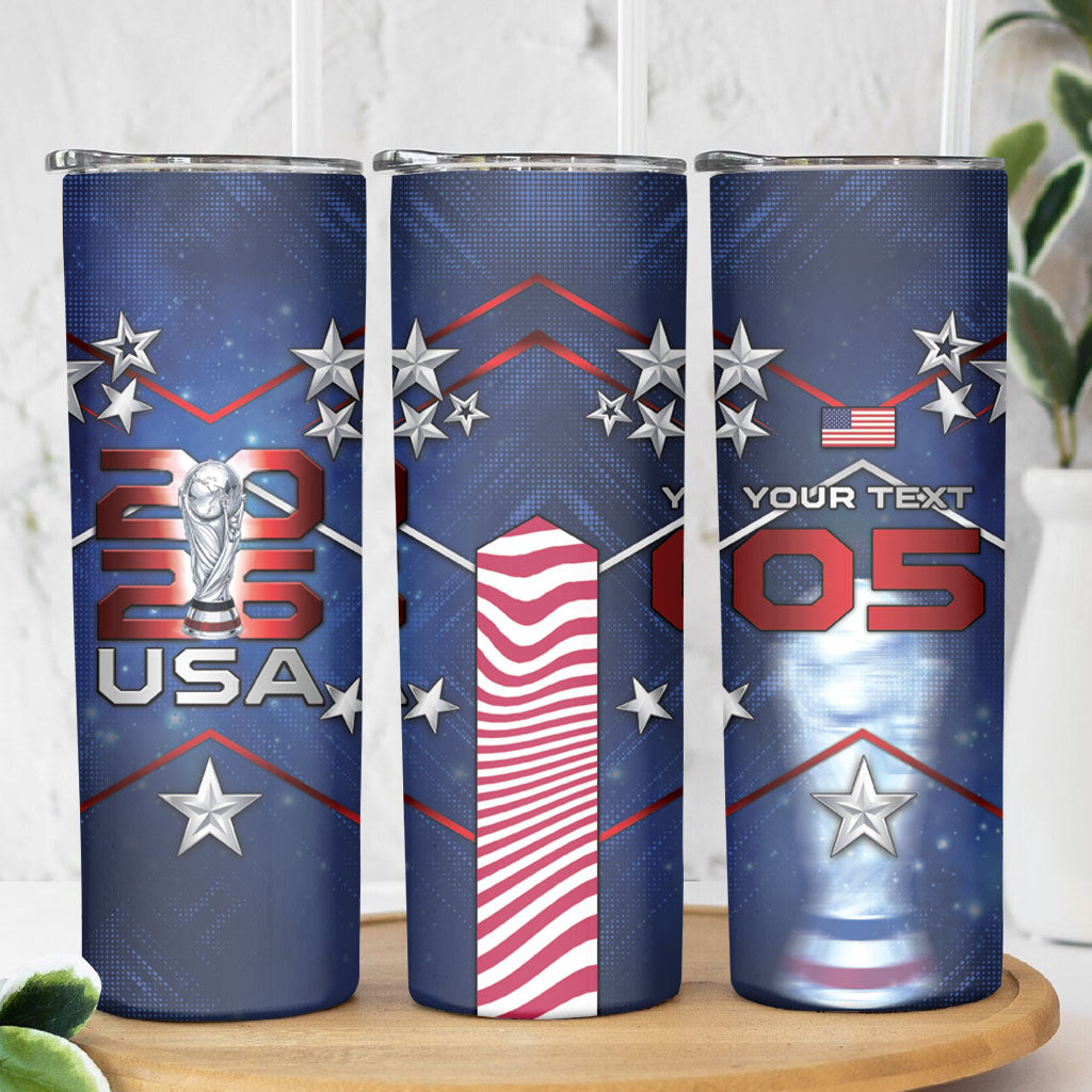 Custom United States Soccer Skinny Tumbler American Flag Stars Trophy