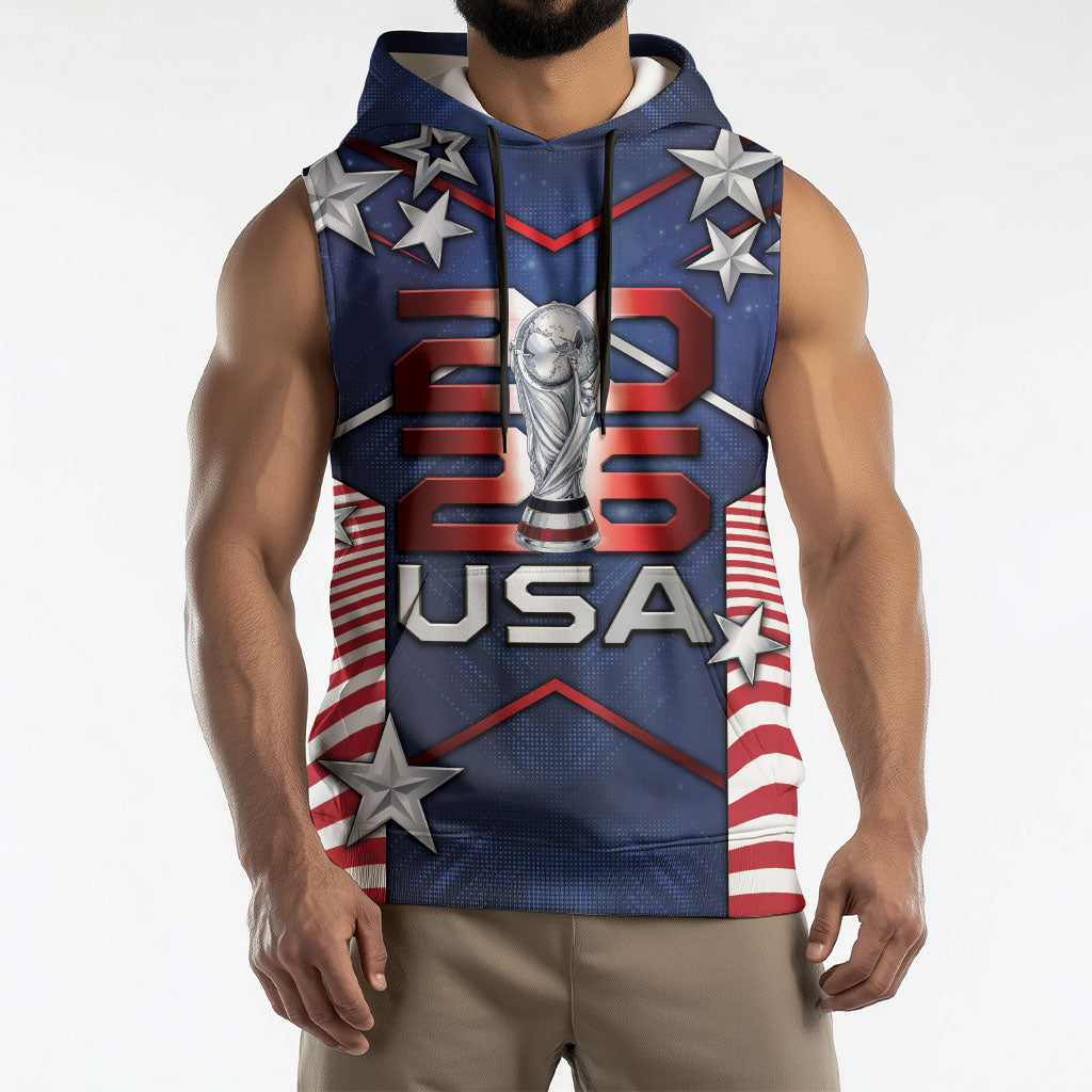Custom United States Soccer Sleeveless Hoodie American Flag Stars Trophy