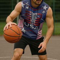 Custom United States Soccer Sleeveless Hoodie American Flag Stars Trophy