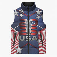 Custom United States Soccer Sleeveless Puffer Jacket American Flag Stars Trophy