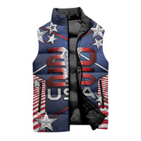 Custom United States Soccer Sleeveless Puffer Jacket American Flag Stars Trophy