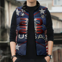 Custom United States Soccer Sleeveless Puffer Jacket American Flag Stars Trophy