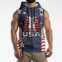 Custom United States Soccer Sleeveless Zip Hoodie American Flag Stars Trophy