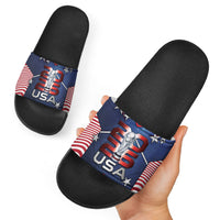 United States Soccer Slide Sandals American Flag Stars Trophy
