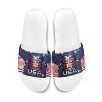 United States Soccer Slide Sandals American Flag Stars Trophy