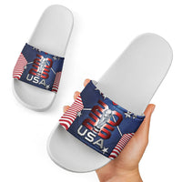 United States Soccer Slide Sandals American Flag Stars Trophy