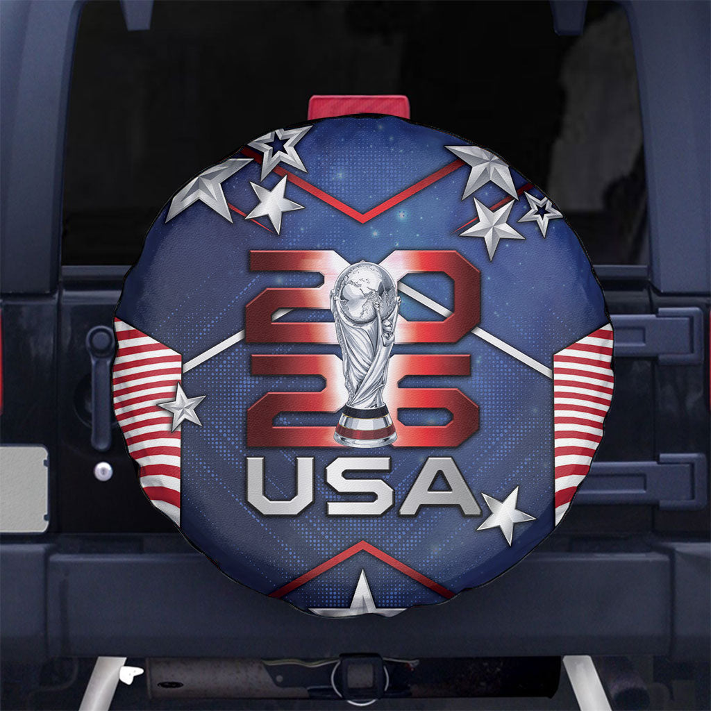 United States Soccer Spare Tire Cover American Flag Stars Trophy