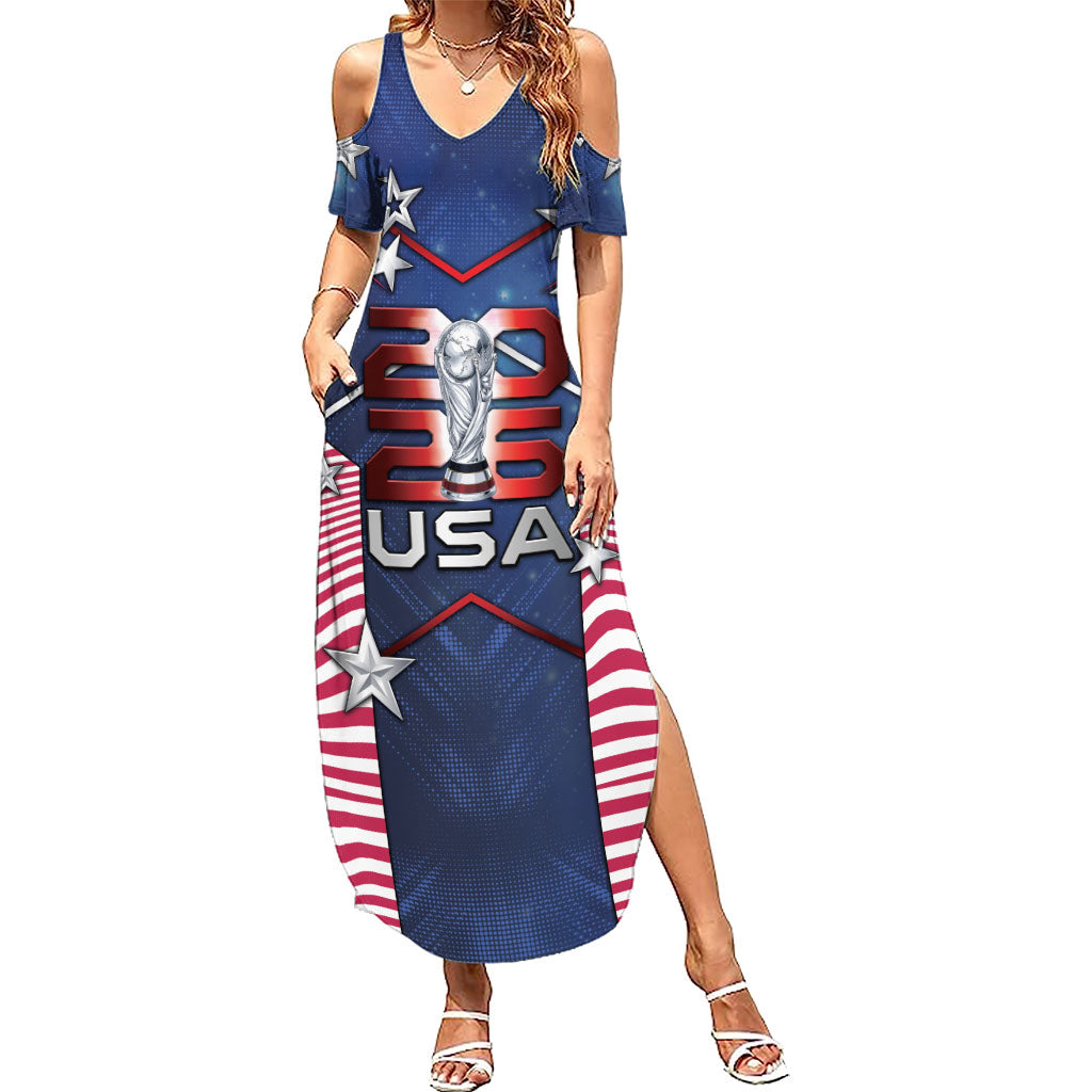 Custom United States Soccer Summer Maxi Dress American Flag Stars Trophy