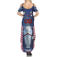 Custom United States Soccer Summer Maxi Dress American Flag Stars Trophy