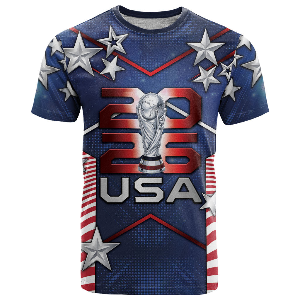 Custom United States Soccer T Shirt American Flag Stars Trophy