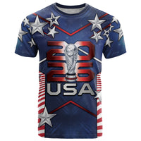Custom United States Soccer T Shirt American Flag Stars Trophy