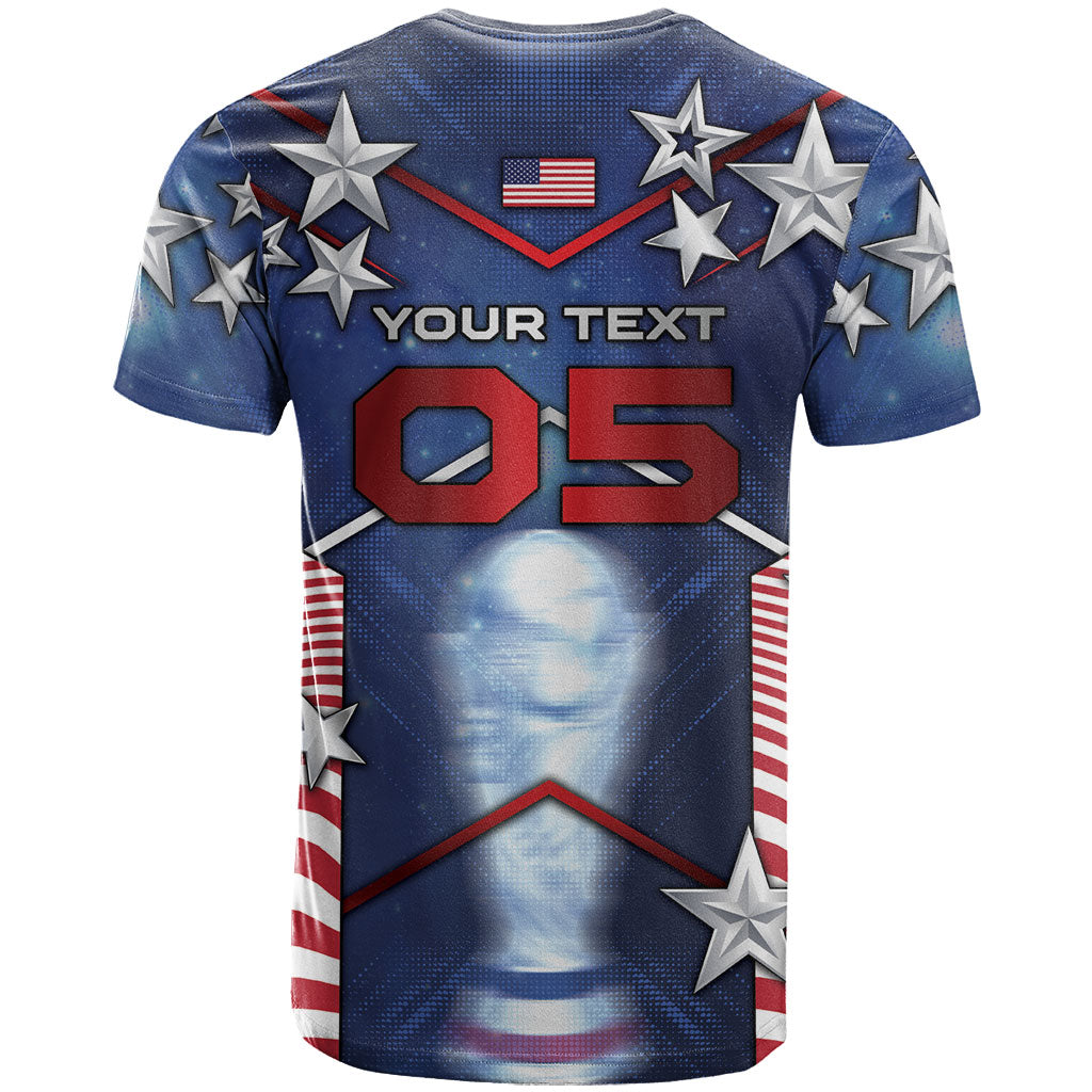 Custom United States Soccer T Shirt American Flag Stars Trophy