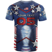 Custom United States Soccer T Shirt American Flag Stars Trophy