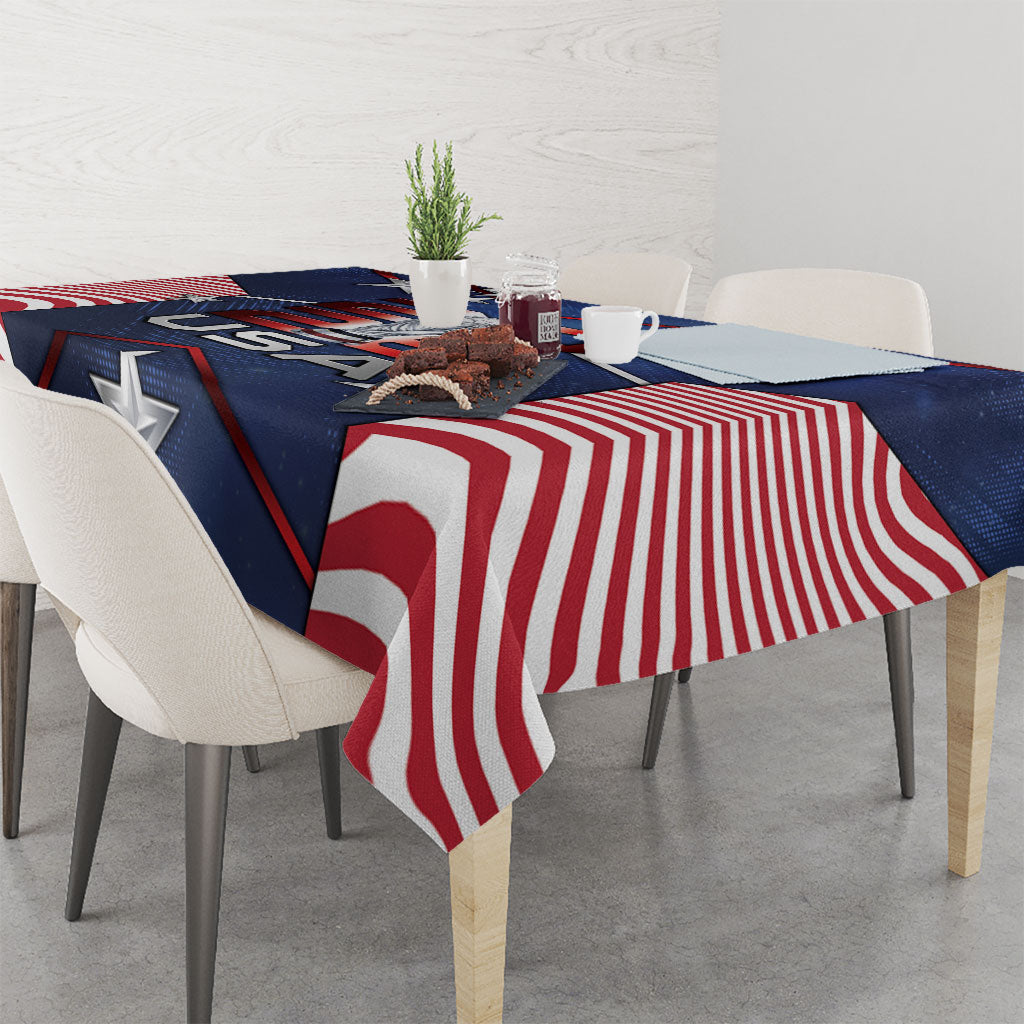 United States Soccer Tablecloth American Flag Stars Trophy